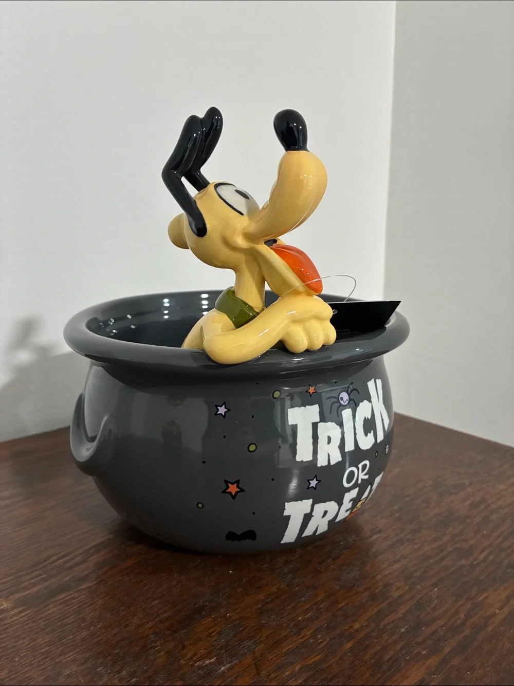 NWT- Disney- Pluto 'Trick or Treat' -Halloween Ceramic Candy Cauldron Bowl